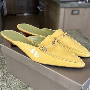Yellow Patent Leather Mules